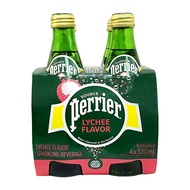 Perrier Lychee Sparkling Natural Mineral Water Glass Pack of 4 (4 x 330ml)