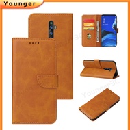 Solid Color Flip Cover Case For Oppo RenoZ Reno2 Reno2Z Reno2F Reno3 Reno3 Pro Phone Holder Case With Buckle Slot Leather Case