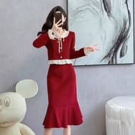 korean outfit red dress polo dress for woman Casual formal dress elegant midi dress for church