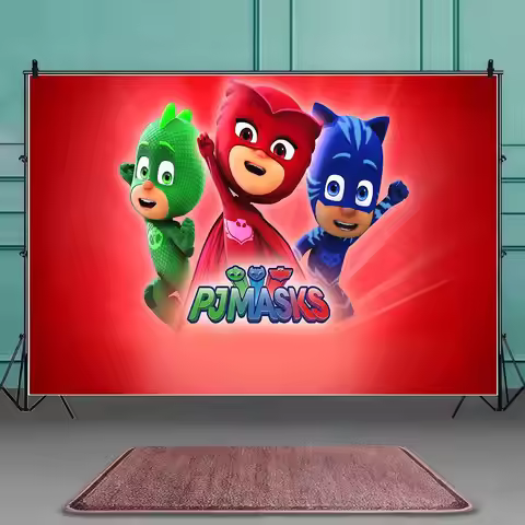 Cartoon PJ M-Masks Photography Background Party Kids Family Portrait Decor Backdrop Photo Studio