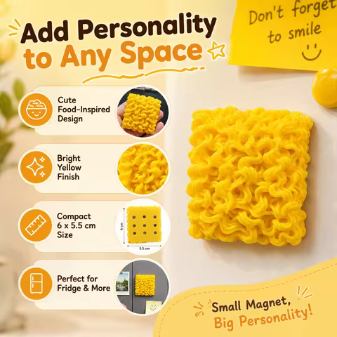 1 x Instant noodle-shaped fridge magnet; 3D printed; plastic material; shaped like pasta or instant
