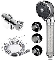 Oupukle Filtered Shower Head with Hose and Bracket with Ceramic Filter Beads, High Pressure Water Saving Handheld Showerhead, Filter Shower Heads Ecowater Spa Showerheads for Dry Hair/Skin, 3 Settings