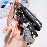 YOLO Wednesday Keyring, Action Figure Thing Hand Addams Family Keychain, Bag Keyring Decoration Cart