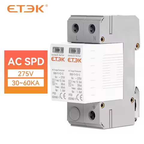 ETEK SPD AC House Surge Protective Device 275V Protector Arrester Protection Type T1+T2 2P 4P 20KA~4