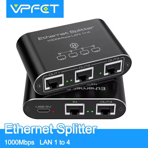 LAN Switch 1 to 4 1000 Mbps LAN Splitter Aluminium Network Switch LAN Splitter Gigabit Ethernet Swit