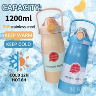 MKBK 1200ML 316 Stainless Steel Thermos Large Capacity Portable Vacuum Sports Bottle Tumbler Cup Hot