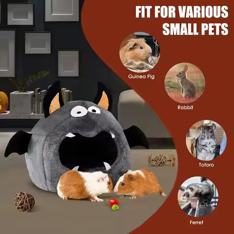 CC-PetPulse Halloween Small Bat Cartoon Squirrel Hamster Nest, Small Monster House Squirrel Dragon C