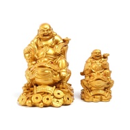 Chinese Mido Buddha Turtle and Buddha Statue Sculpture, Resin Modern Art Statue, Home Feng Shui Decoration, toad Laughing Buddha