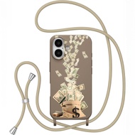 Instant Rich USD Money Bag Phone Case with Lanyard for iPhone 17 16 15 14 13 12 11 Pro Max XR SE Sho