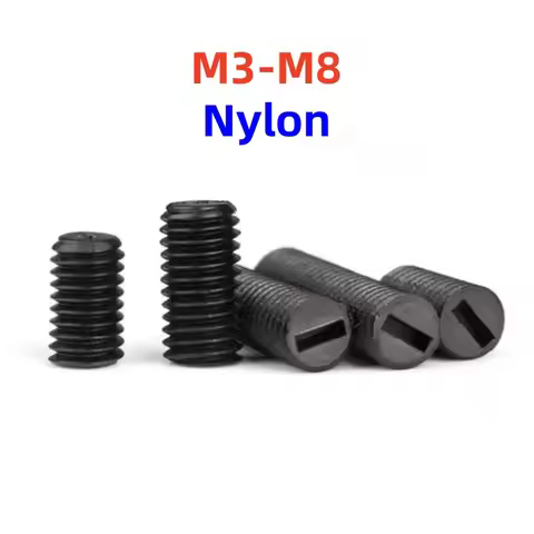 M3 M4 M5 M6 M8 Black Nylon Slotted Head Set Screw Plastic Insulated Screws Headless Nylon One Word S