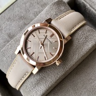 C0D In stock!!! 100% AUTHENTIC Womens Burberry BU9210 Rose Gold Beige Nude Genuine Leather Watch