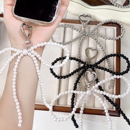Bow Shaped Keychain - INS Style, Y2K, Handmade - Bags, Phone Case Decoration Pendant - Pearl Bowknot