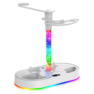 สถานีชาร์จอเนกประสงค์ P5V001S สําหรับ PS VR2 พร้อมเครื่องชาร์จคอนโทรลเลอร์คู่ ไฟ RGB อะแดปเตอร์แม่เห