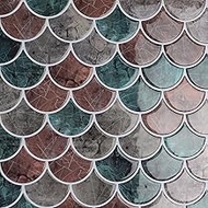 CRE8TIVE Pack of 16 Self-Adhesive Tile Stickers Bathroom Waterproof Fan Shape Adhesive Tiles Bathroo