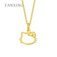 【FX】Gold 999（1.1g）KT Cat Accessories Cartoon Charm Pure Gold Necklace Girl's Gift