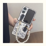 Korean Simple Senior Retro French Pearl Bracelet Phone Case for OPPO Find N2 FLIP findn2 flip Find N2 Flip Shockproof Back Cover