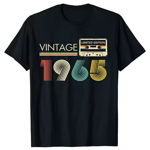 Cassette Vintage 1965 59th 59 Years Old Birthday Party Men T Shirts Limited Edition Retro Graphic Te