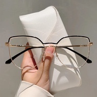 Retro anti blue light glasses for women fashion large frame metal eyeglasses no degree glasses frame