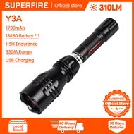 SUPERFIRE Y3-A LED Flashlight Long Shots Lamp USB High Brightness Tactical Lamp Torch for Outdoor