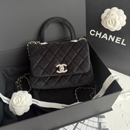 Chanel香奈兒絲絨鑽扣coco handle mini 絕版 30開有卡