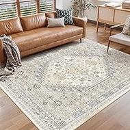 Area Rugs 5x7, Ultra-Thin Washable Rugs for Living Room, Anti-Slip Backing Area Rug for Bedroom, Sof