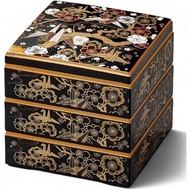 【Direct from Japan】J-kitchens Lacquerware Heavy Box, 3 Tiers, 6.5 Inches, Saikakura, Black, Origakur