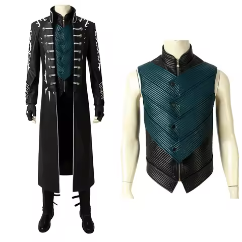 High Quality Game DMC 5 Cosplay Costume Demon Hunter Vergil Long Fashion Jacket Fancy Masquerade Car