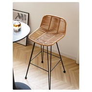 [Nordic Style] Nordic Rattan Chair High Chair Outdoor Bar Rattan Bar Stool Front Desk Chair Rattan H