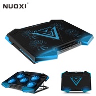 NUOXI Laptop Cooler 5 LED Fans Aluminium Cooling Notebook Pad Silent Dual USB Speed Control Base Cooler Pad For 15.6 17 Laptops 