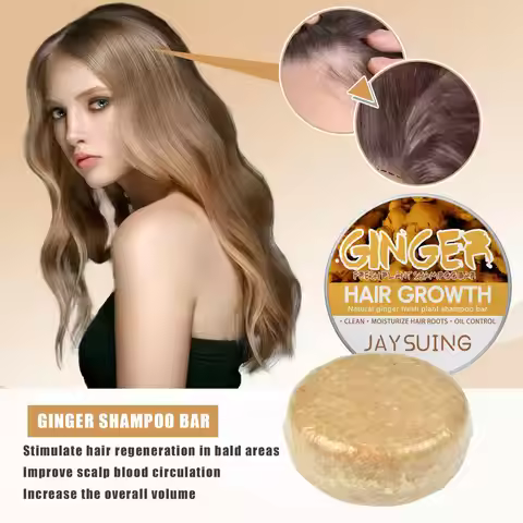 JAYSUING Ginger Shampoo Soap Promote Hair Growth Natural Plant Anti Dandruff Itching Prevent Hair Lo