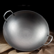 Vintage Binaural Pan Wok Thickened Non-stick Pan / Old-fashioned Double-ear Cast Iron Wok Cast Iron Pan Thick Non-stick Pan No Coating 36cm Round Bottom Wok / traditional iron pot double-eared big pot hotel chef special frying pan cooked iron pot fried