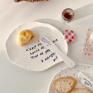 ins Korean irregular ceramic plate Splash ink dessert breakfast cake plate Home jam butter knife