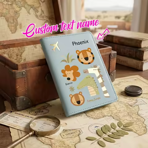 Personalized Custom Name Text Passport Holder, Cute Cartoon Passport Case, Passport Cover And Docume