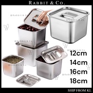 R&C 12/14/16/18cm Kotak Penyimpanan Keluli Petak / Square Stainless Steel Storage Container