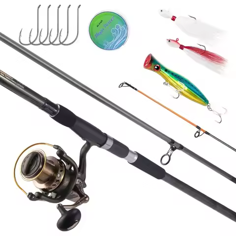 12ft Saltwater Surf Fishing Rod and Reel Combo Set for Offshore and Inshore Fishing with 10000 Reel 