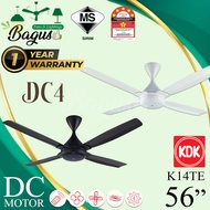 Ceiling Fan - KDK DC4 K14TE/DG 56" DC Motor Remote Control | 5 Speed | Natural Breeze [DARK GREY / WHITE] ~ BAGUS KIPAS