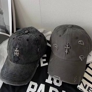 7TChromeˉHeartssˉ2022 Cowboy baseball cap gray retro cross wine red soft top cap womens brown