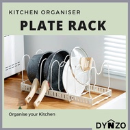 Dynzo 6 Slots Dish Plate Rack / Bowl Organiser / Pot Lid Holder / Kitchen Organiser for Pan