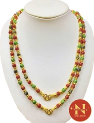 สร้อยคอลงยาสุโขทัยลายเม็ดสัปปะรดและลายไทย3สีขนาด6มิม. นำ้หนัก5บาท มี2ความยาว 20 24 นิ้ว ทองชุบ ทองห