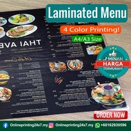 Laminated Menu Printing | A4 menu | A3 menu | Fast Delivery in Malaysia