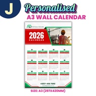 2026 A3 Personalized wall calendar custom poster calendar thick card or board kalendar dinding cetak