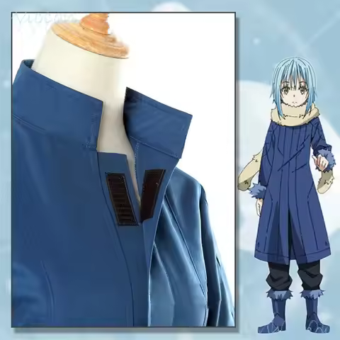 Rimuru Tempest Anime That Time I Got Reincarnated As a Slime Cosplay Costume Long Wig Blue Overcoat 