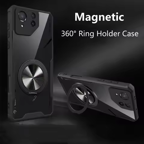 Funda magnética para ASUS ROG Phone 9 Pro Case 360 ° Soporte de anillo giratorio, cubierta trasera p