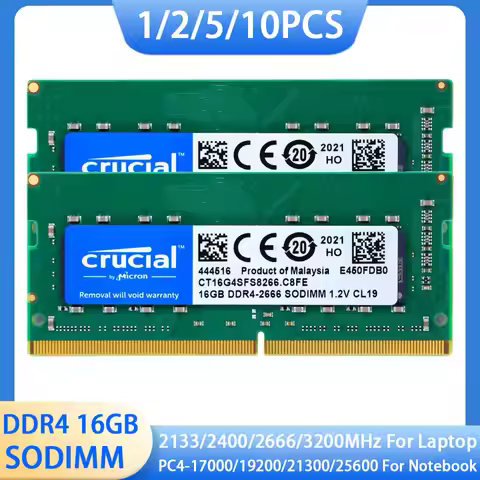 1/2/5/10PCS Crucial Laptop DDR4 RAM SODIMM Memory 8GB 16GB 32GB 3200MHz 2666 2133 2400MHz PC4-21300 