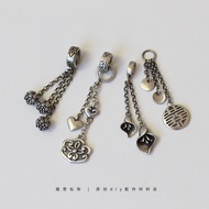 S925 Silver Retro Ruyi Lotus 囍 Character Horseshoe Lotus Tassel Pendant Bracelet Ear Pendant Pendant