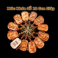 [FIRE] 12-Piece Wooden Keychain, ENGRAVED CORNER MODEL, Size 12x11x9.5cm Meaningful Gift