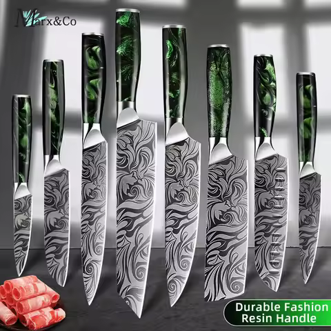 Kitchen knife Set Stainless Steel Ultra Sharp Paring Boning Santoku Cleaver Bread Chef Knife with Gr