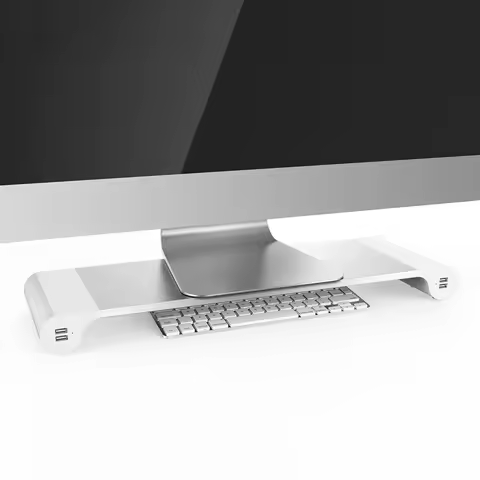 Aluminum Desktop Monitor Notebook Laptop Stand Space Bar Non-slip Desk Riser with 4-ports USB charge