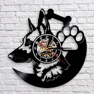 German Shepherd Dog Wall Clock Home Decor Dog Breeds Vinyl Record Vintage Clock Dog Wall Clock Gift