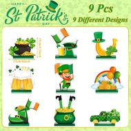 9Pcs St Patrick's Day Table Decorations St Patrick's Day Table Wooden Sign Shamrocks Beer Mug Green 
